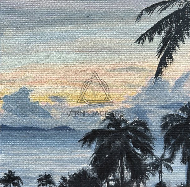 Морской пейзаж с пальмами