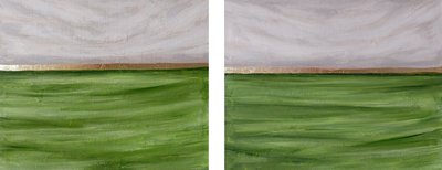 Диптих картин с абстрактным пейзажем "Аспарагус"