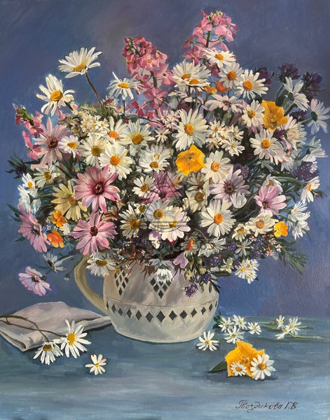 Натюрморт с ромашками