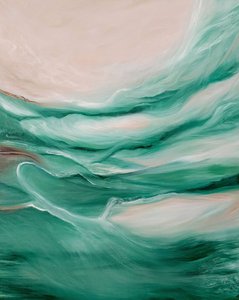 Зеленая абстракция маслом на холсте