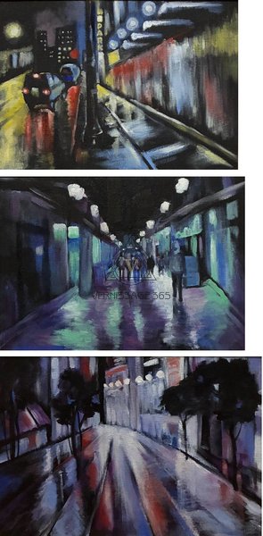 Триптих "дождлтвый город"