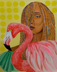 Девушка с фламинго