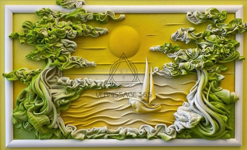 Картина из кожи « Рассвет»