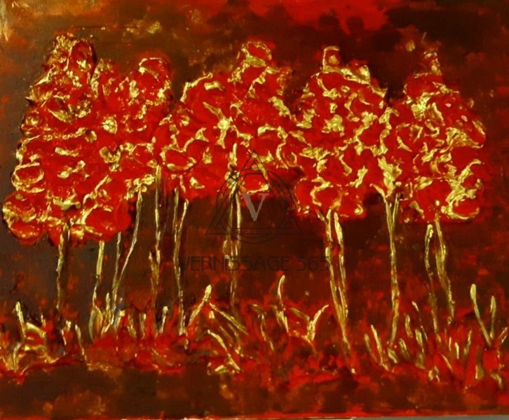 Интерьер.Картина приносящая удачу "Золотой загадочный лес"