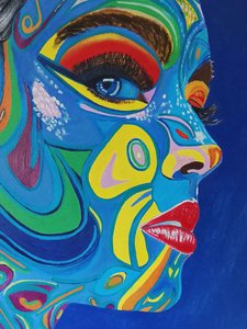 Цветной женский портрет холст масло