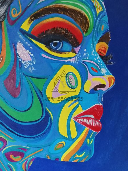 Цветной женский портрет холст масло