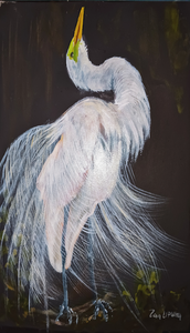 Белая цапля, смотрящая вверх