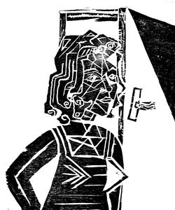 Автопортрет. Гравюра на дереве.