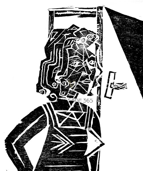 Автопортрет. Гравюра на дереве.