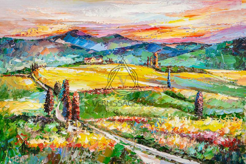 Тоскана. Дорога в полях