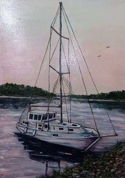 Яхта у берега Енисея