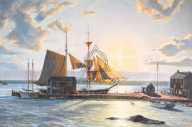 Копия картины Джона Стобарта «Закат над рекой Вестпорт в 1862 году».