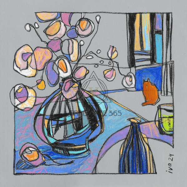 Натюрморт с рыжим котом