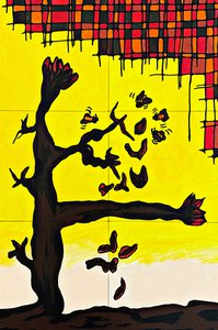 Closing Модульная картина Осенняя абстракция Засохшие цветы