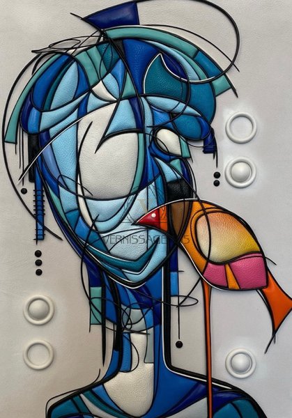 Картина из кожи « Птаха»