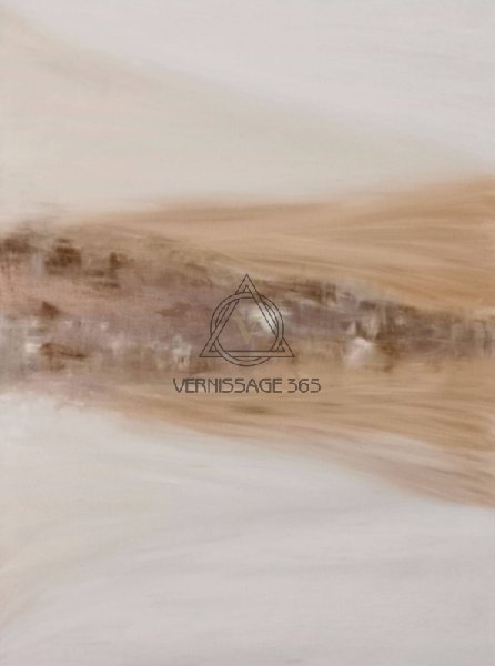 Бежевая абстрактная картина маслом на холсте