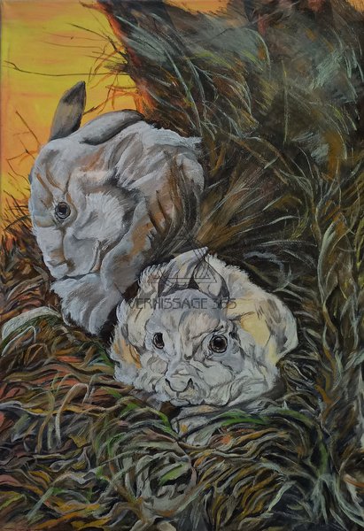 Зайцы в осеннем лесу