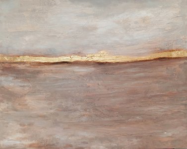 Бежевый абстрактный пейзаж маслом