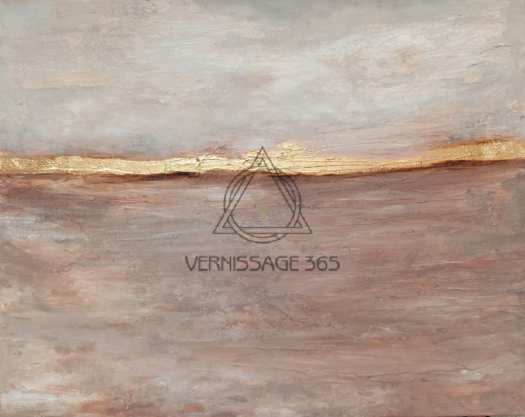 Бежевый абстрактный пейзаж маслом