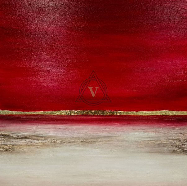 Бордовый морской пейзаж маслом на холсте