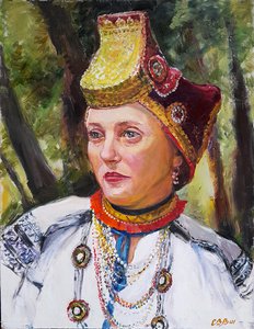 Портрет певицы в костюме Белгородской области (этюд)