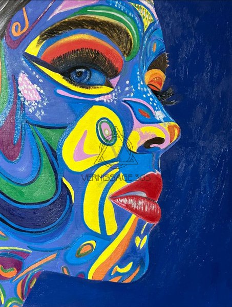 Цветной женский портрет холст масло