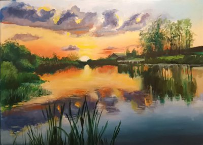 Летний закат на реке