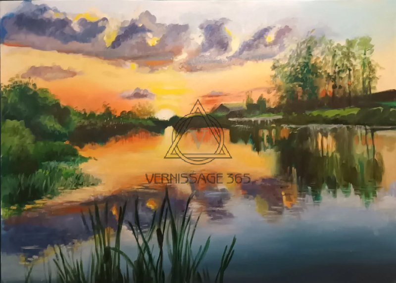 Летний закат на реке