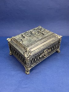 Авторская шкатулка "Сфинкс" с декоративным покрытием "чернёное серебро"