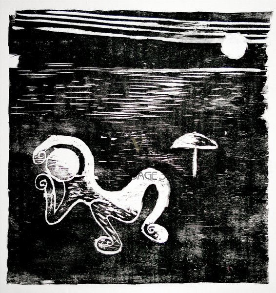 Офорт Человек на пляже