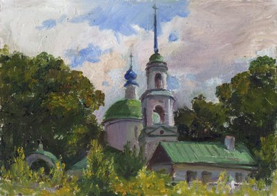 Церковь Дмитрия Солунского в селе Рябушки (этюд)