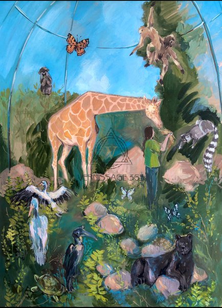 Кормление жирафа