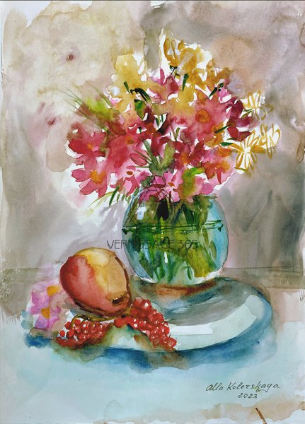 Натюрморт с цветами в технике Ala Prima