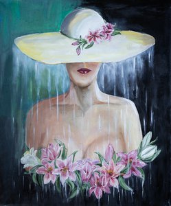Девушка в шляпе с лилиями