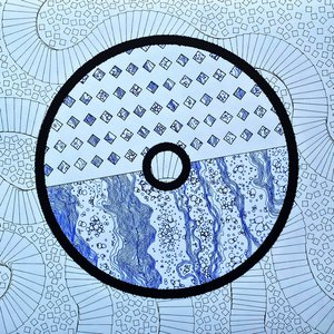 Flood’ A1 Синий жидкий узор на белом фоне