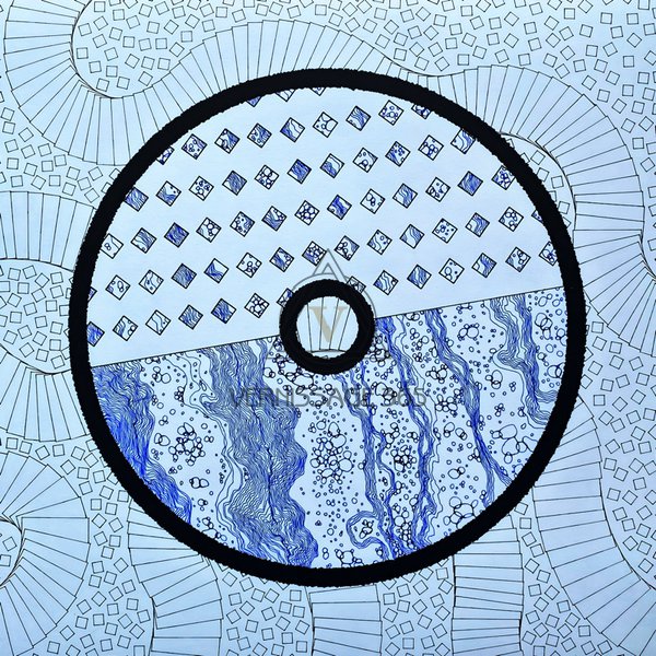 Flood’ A1 Синий жидкий узор на белом фоне