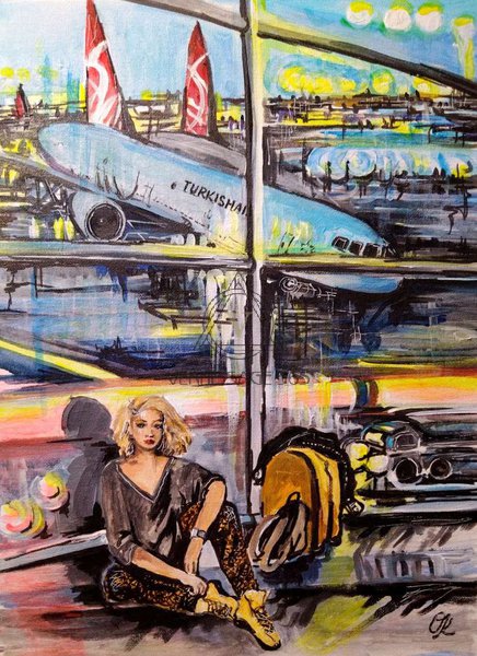 Небо, самолёт, девушка