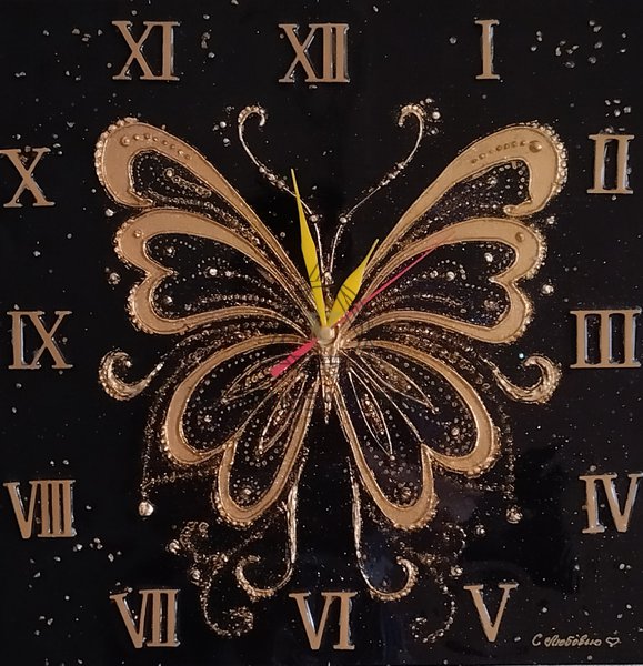 Золотая бабочка-часы