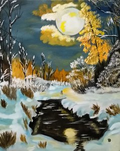 Зимний вечер под луной