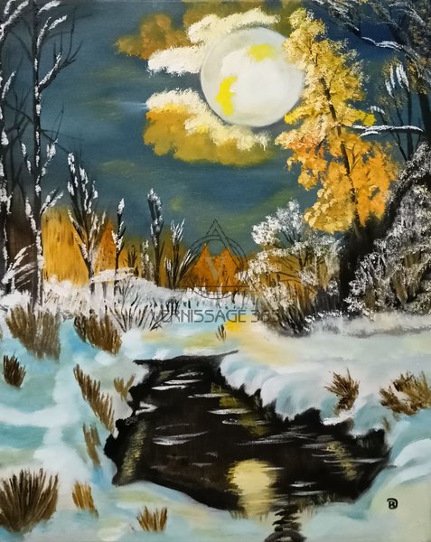 Зимний вечер под луной