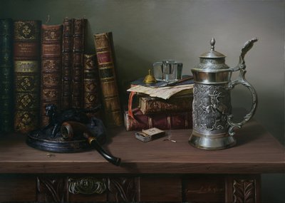 Натюрморт с книгами и серебряной кружкой