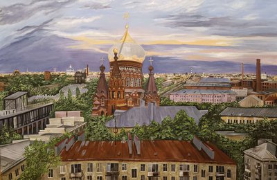 Храм на Гутуевском острове с высоты птичьего полёта