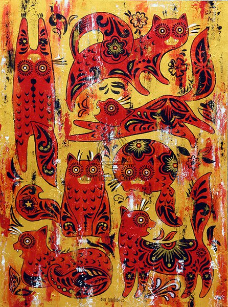 Золотая хохлома котики