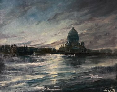 Вид на Исаакиевский собор ночью