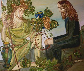 'Дионис угощает Христа виноградом"
