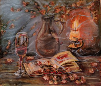 Книга с вазой и цветами