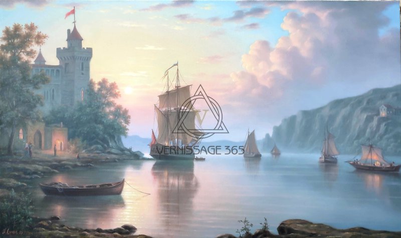 Пейзаж с парусниками