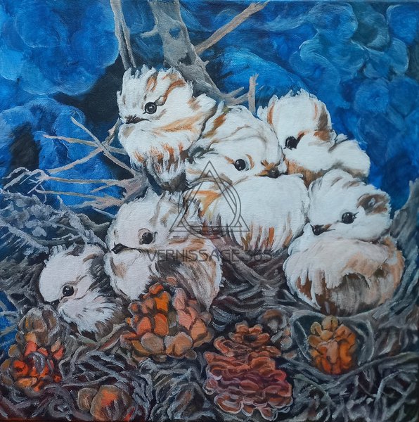 Птички-белогрудые синички. 2вариант.