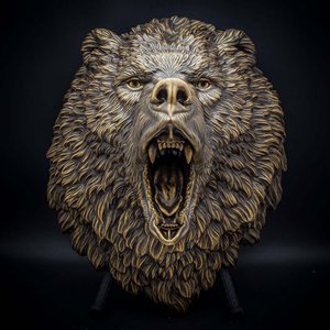 Свирепый медведь скульптура настенная голова животного