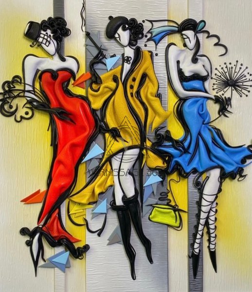 Картина из кожи « Три Гации»